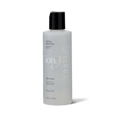 ion Silk Drops bottle shine shows radiant gloss for hair.