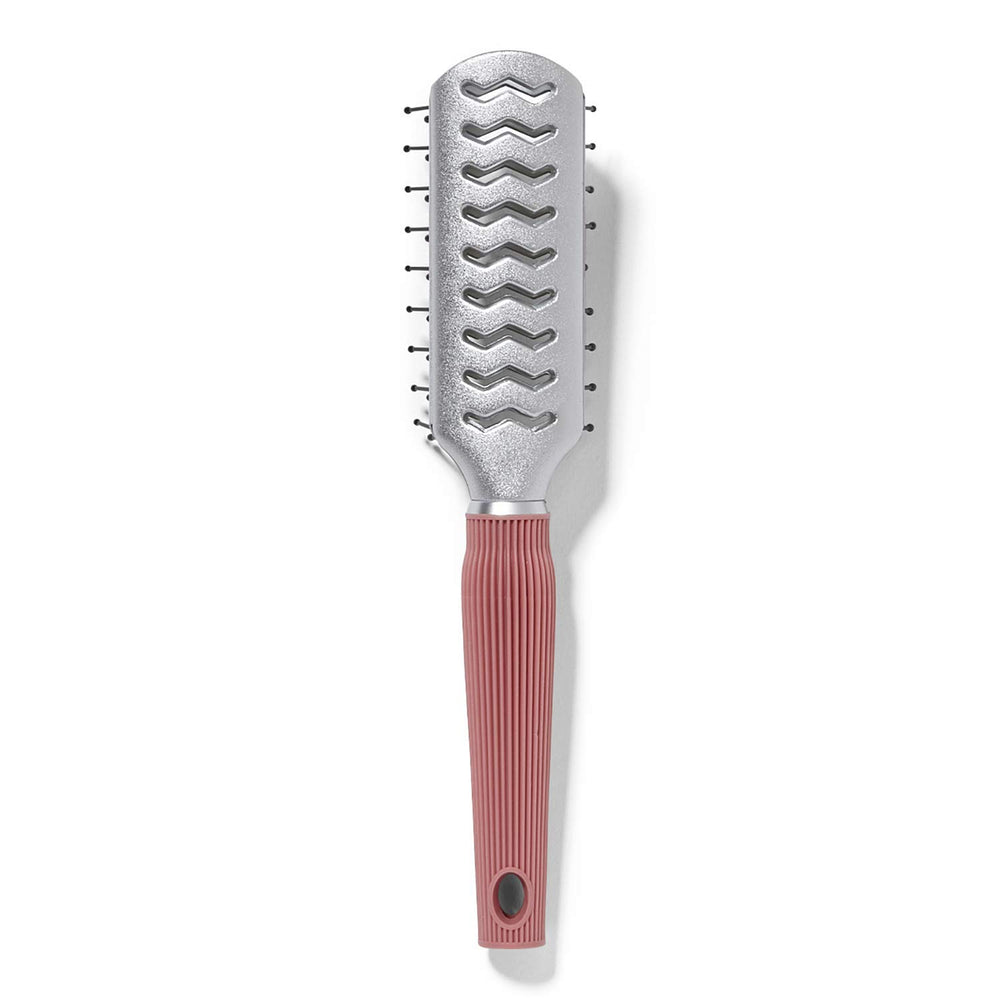 Ion Smoothing Ceramic Vent Brush handle closeup highlights cushioned grip for comfortable styling