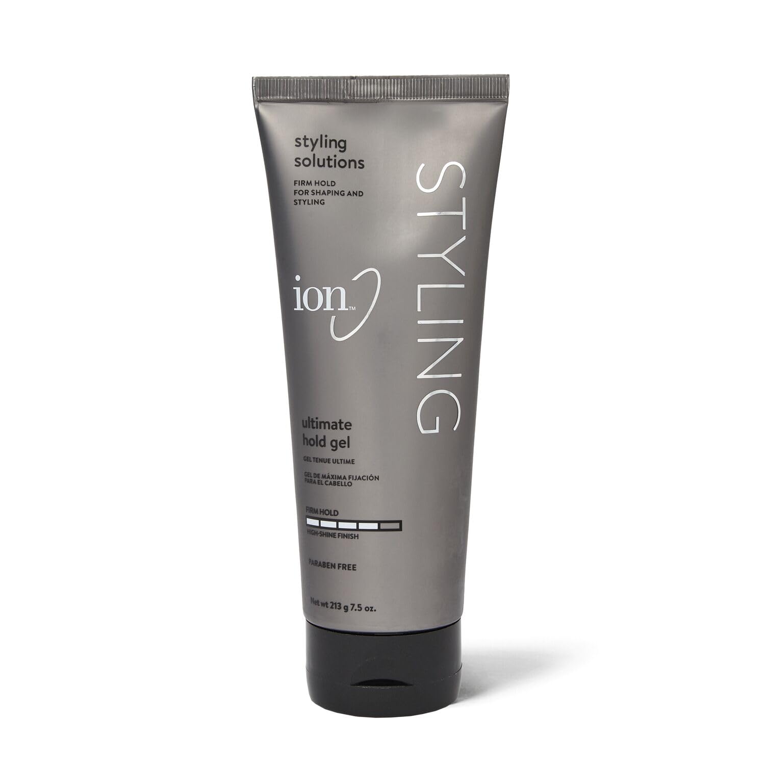ion Styling Solutions Ultimate Hold Gel bottle provides lasting firm hold for defined styles