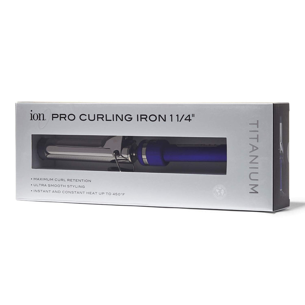 Ion Titanium Pro Curling Iron dual voltage cord supports worldwide styling on travel.