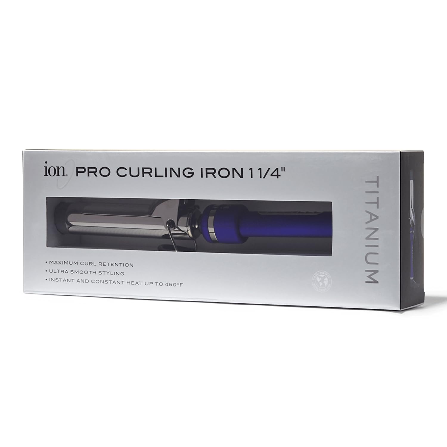 Ion Titanium Pro Curling Iron temperature control dial enables precise heat for different hair textures.
