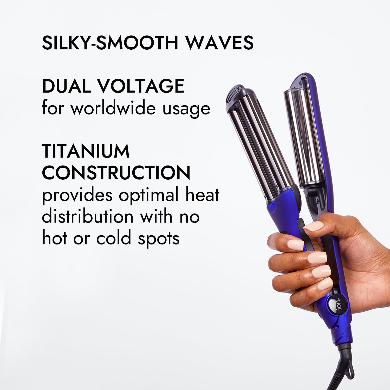 Ion Titanium Triple Barrel Waver auto-off adds safety after use.