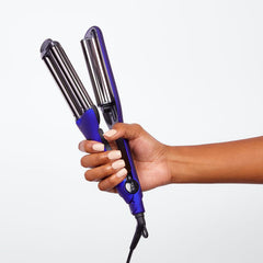 Ion Titanium Triple Barrel Waver worldwide dual voltage for travel styling.