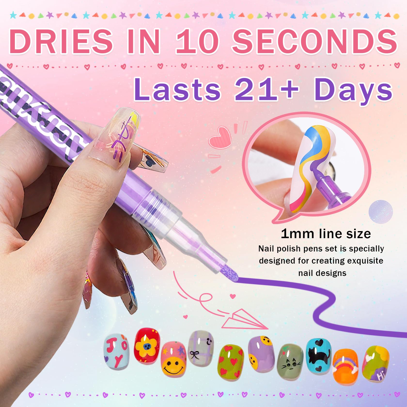 IONSGAKO detailed patterns achievable with 1mm tip for complex nail art