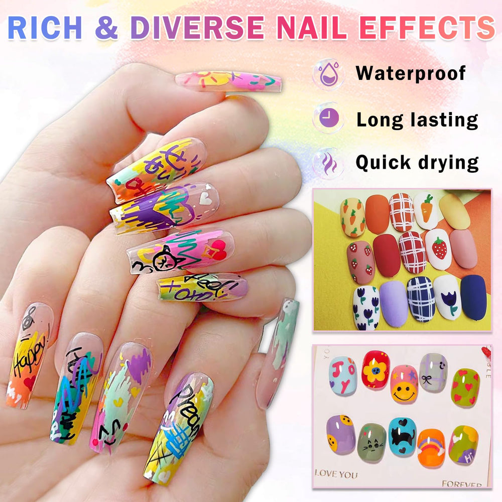 IONSGAKO nail art pens demonstrate easy use for home manicure projects.