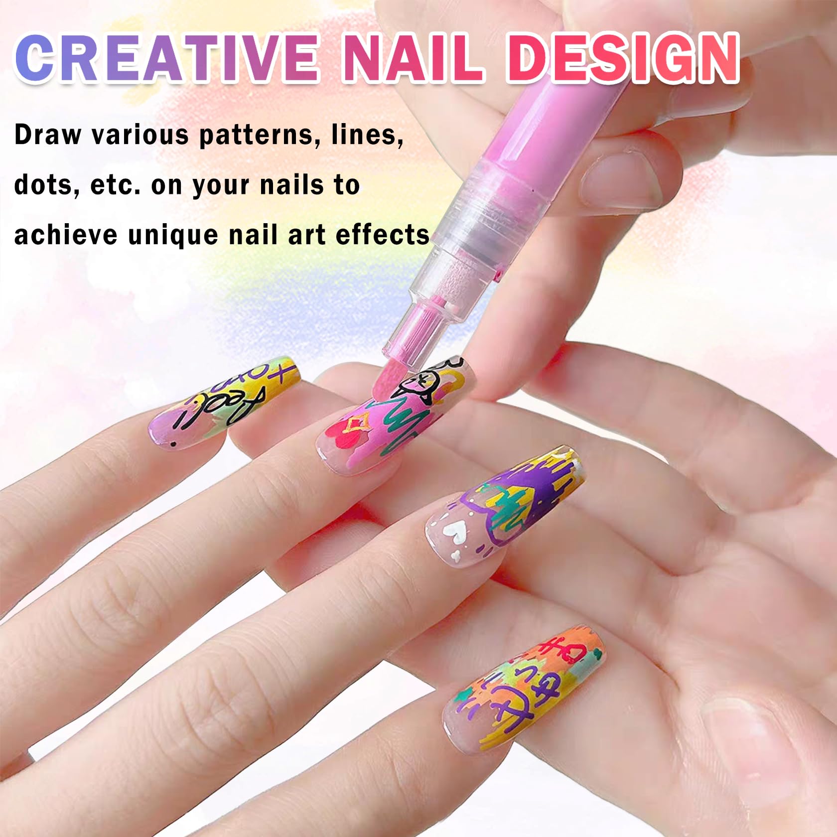 IONSGAKO set of nail art pens arranged for waterproof, durable nail design results.