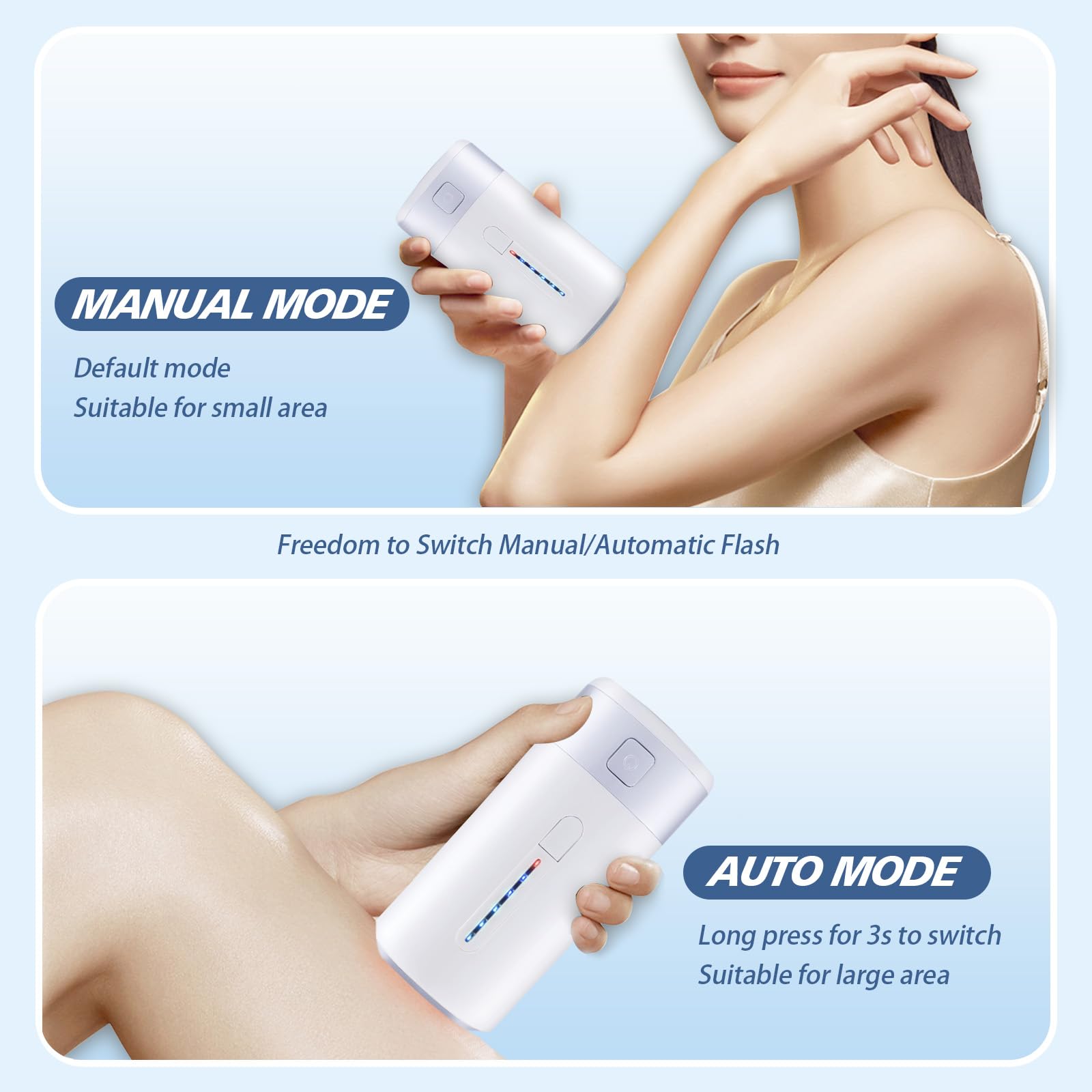 Iouniya laser hair removal device automatic mode demonstrated on larger areas