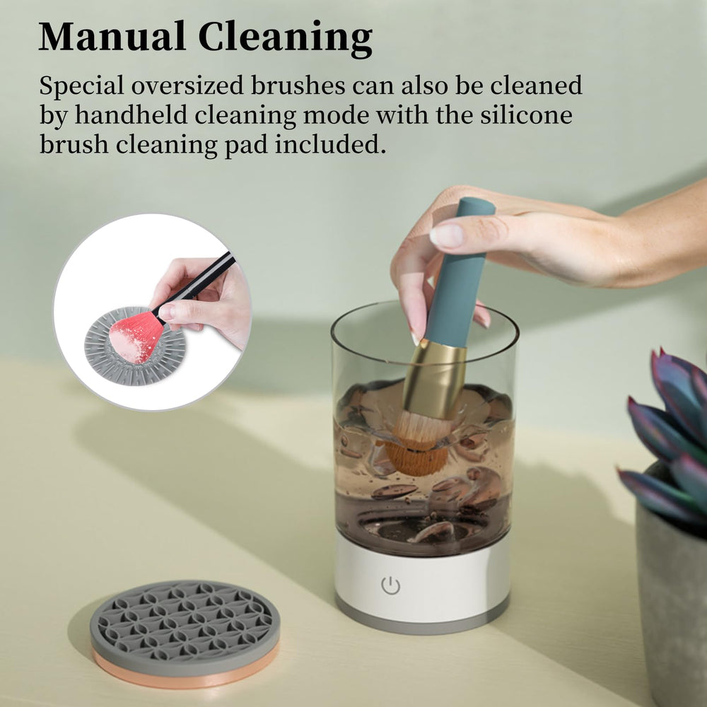 Ipalmay makeup brush cleaner handheld mode demonstrates cleaning large brushes easily