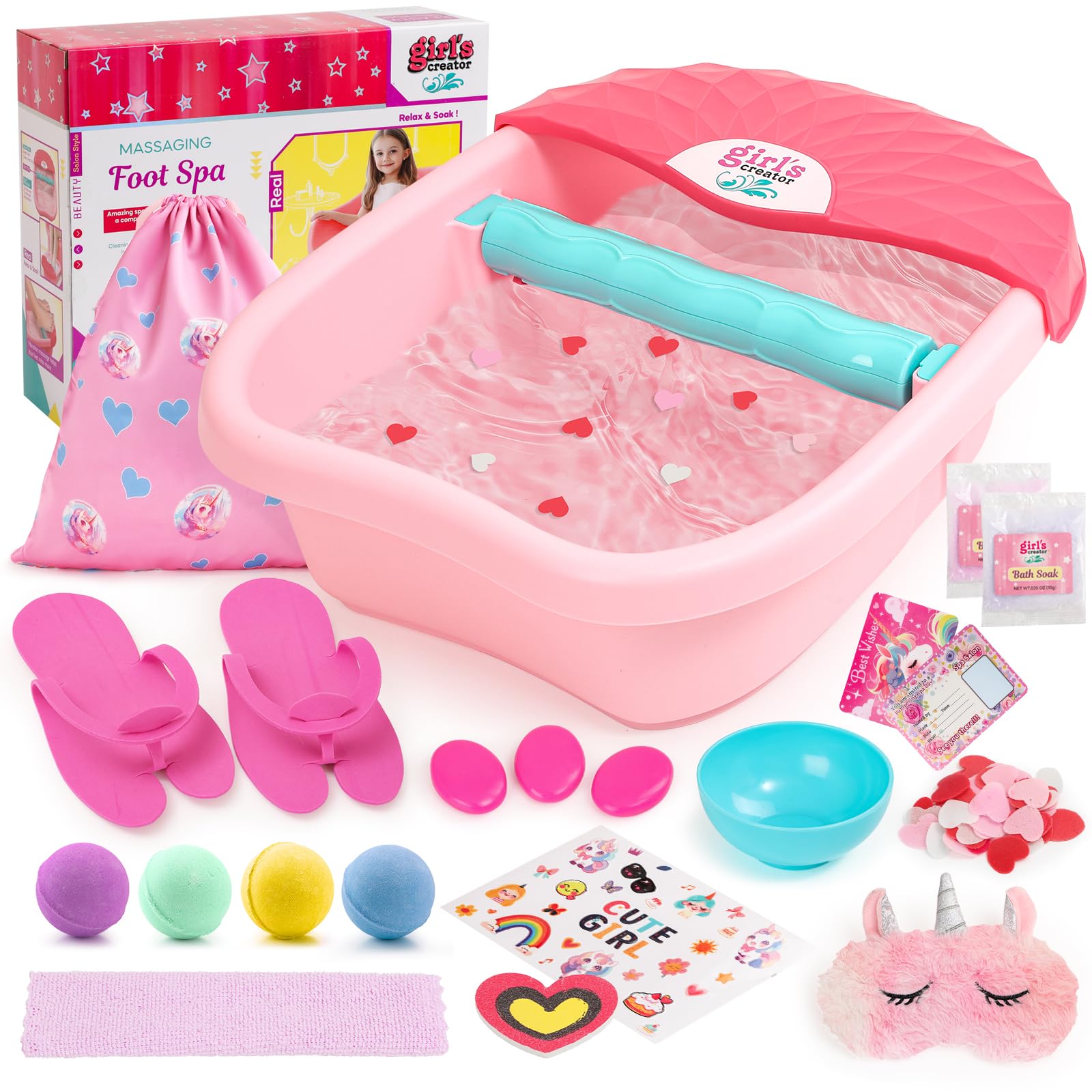 IPOOLTENG Kids Foot Spa Kit bubble soak for at-home spa days.