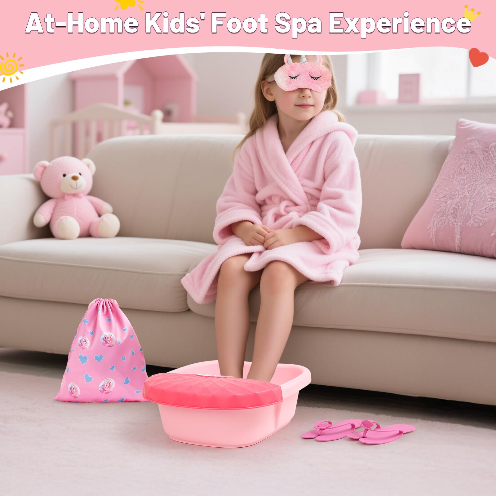 IPOOLTENG Kids Foot Spa Kit nail stickers for fun, personalized pedicures.