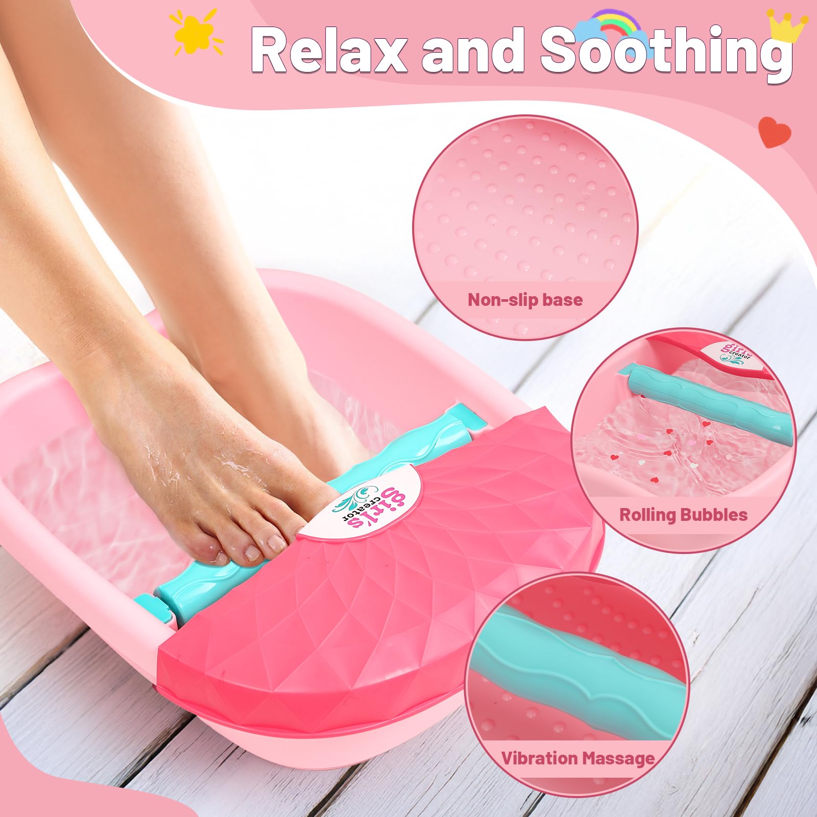 IPOOLTENG Kids Foot Spa Kit slippers provide comfy spa accessories for kids.