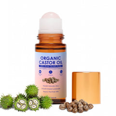ipxkwll castor oil bottle with rose-quartz roller for precise, mess-free lash and brow care.