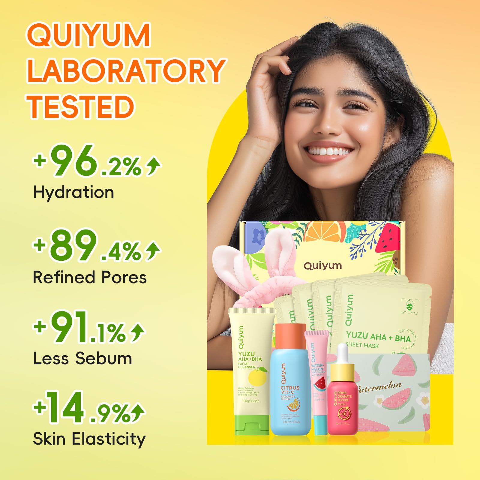 QUIYUM Watermelon Niacinamide Eye Cream tube refreshes under eyes and reduces puffiness