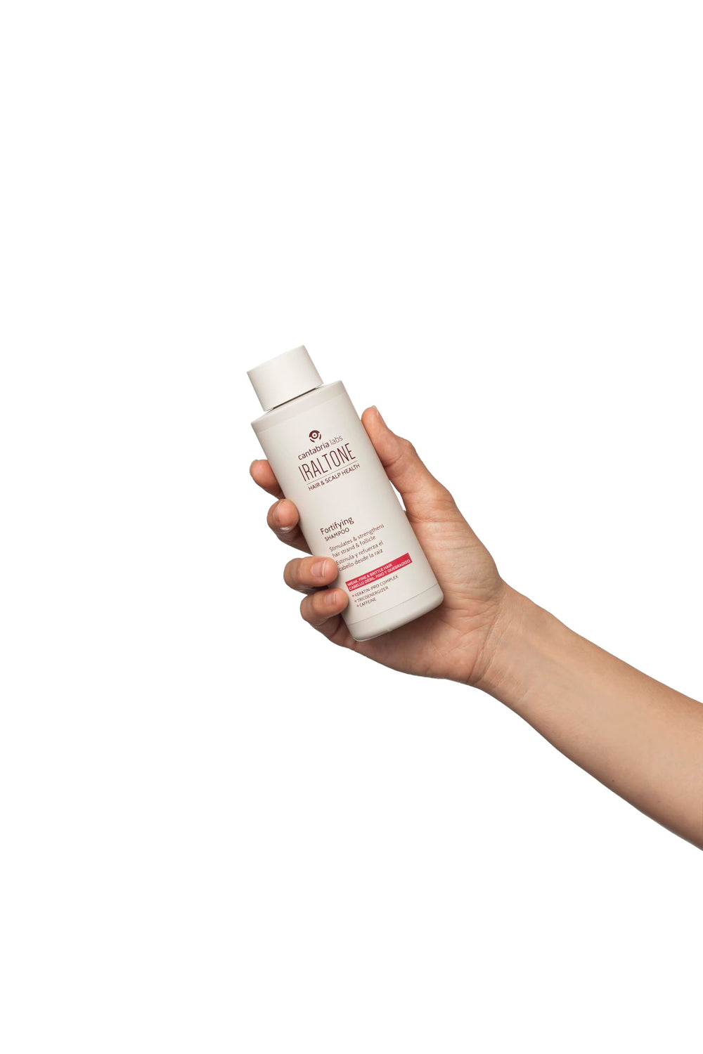 IRALTONE Fortifying Shampoo scalp application illustrating invigorating formula
