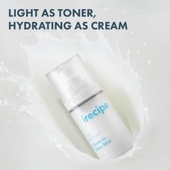 IRECIPE Aqua Phytoplex Cream in Toner Mist oils blend illustration highlights nourishing skincare benefits.