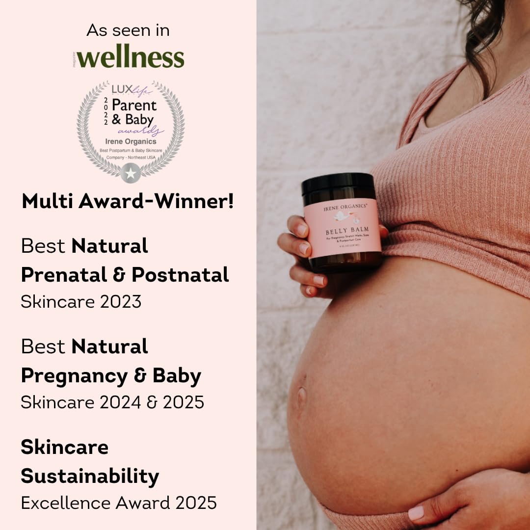 Irene Organics belly butter application on belly showing fast-absorbing nourishment
