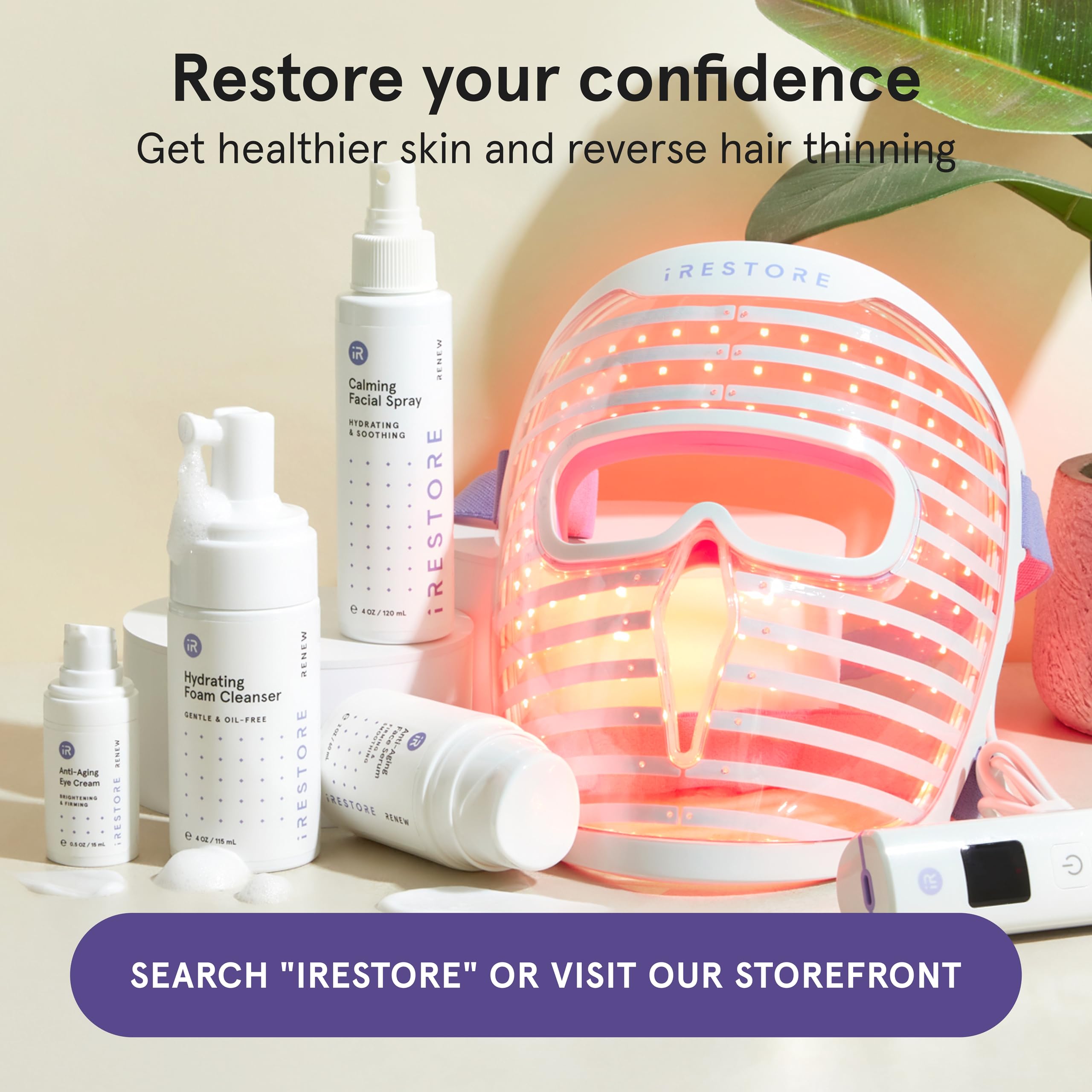 iRestore LED mask targets fine lines and uneven tone for brighter skin.