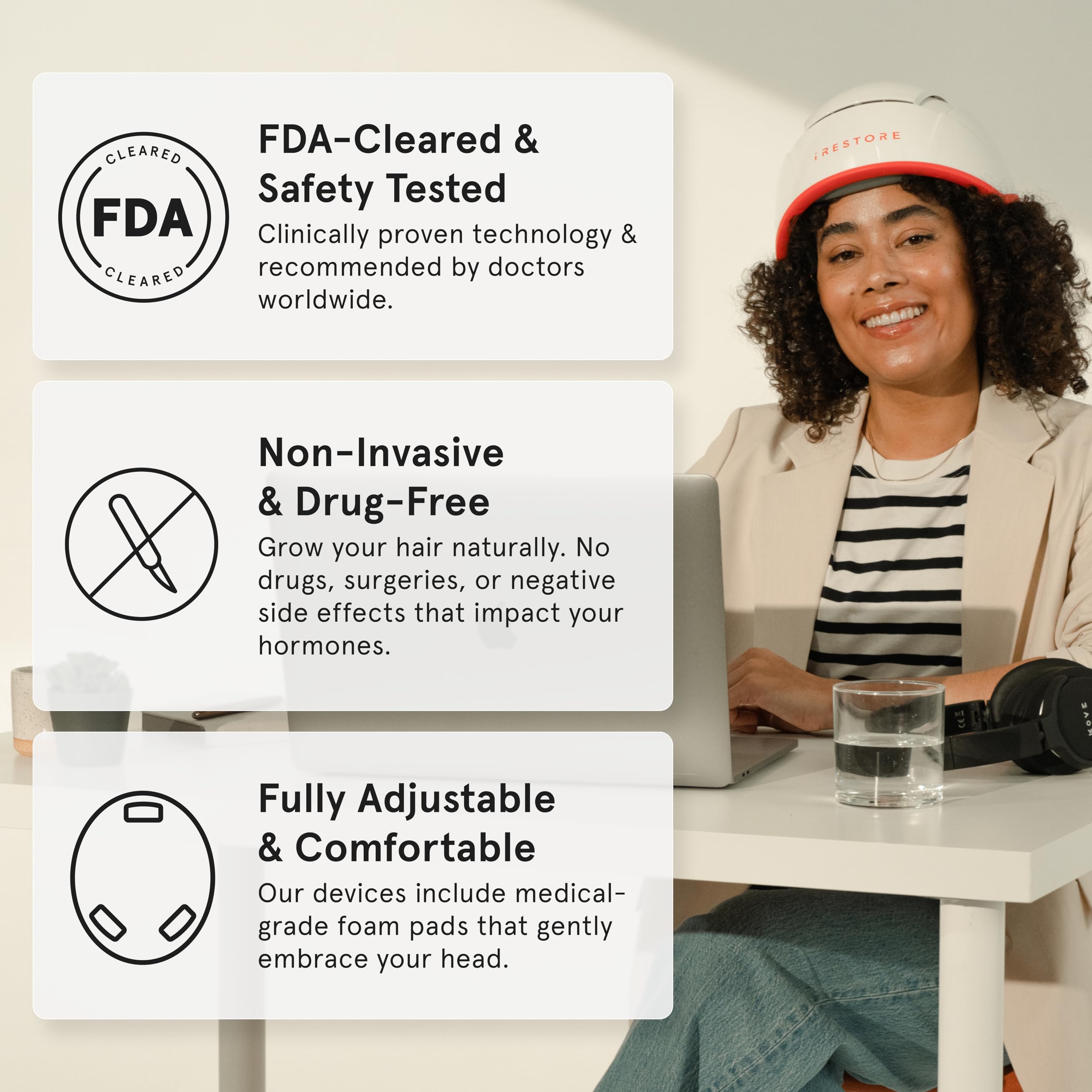iRestore Pro cordless sessions enable treatment anywhere.