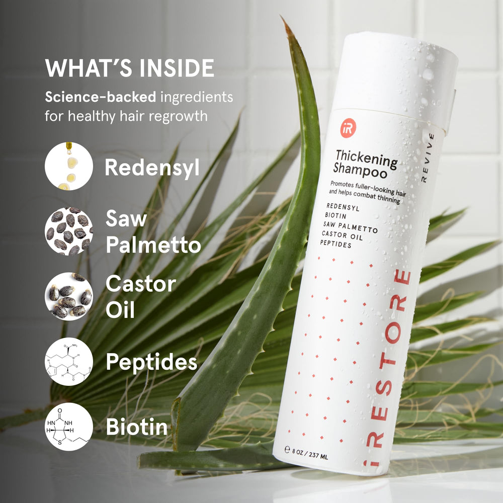 irestore redensyl 1 percent label detail shows thinning hair support