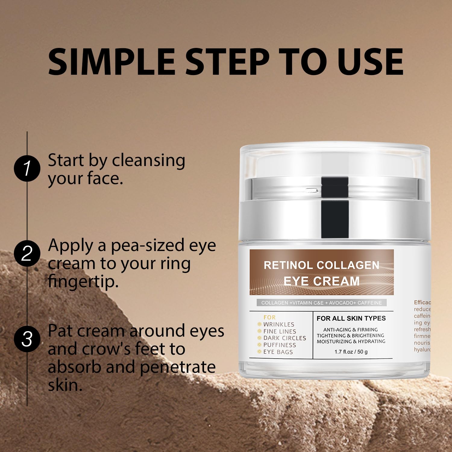 IREV eye cream lightweight texture being applied under-eye
