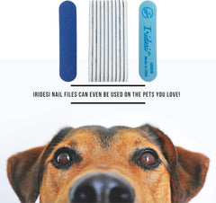 Iridesi emery boards 12-count pack offers durable, portable grooming tools.