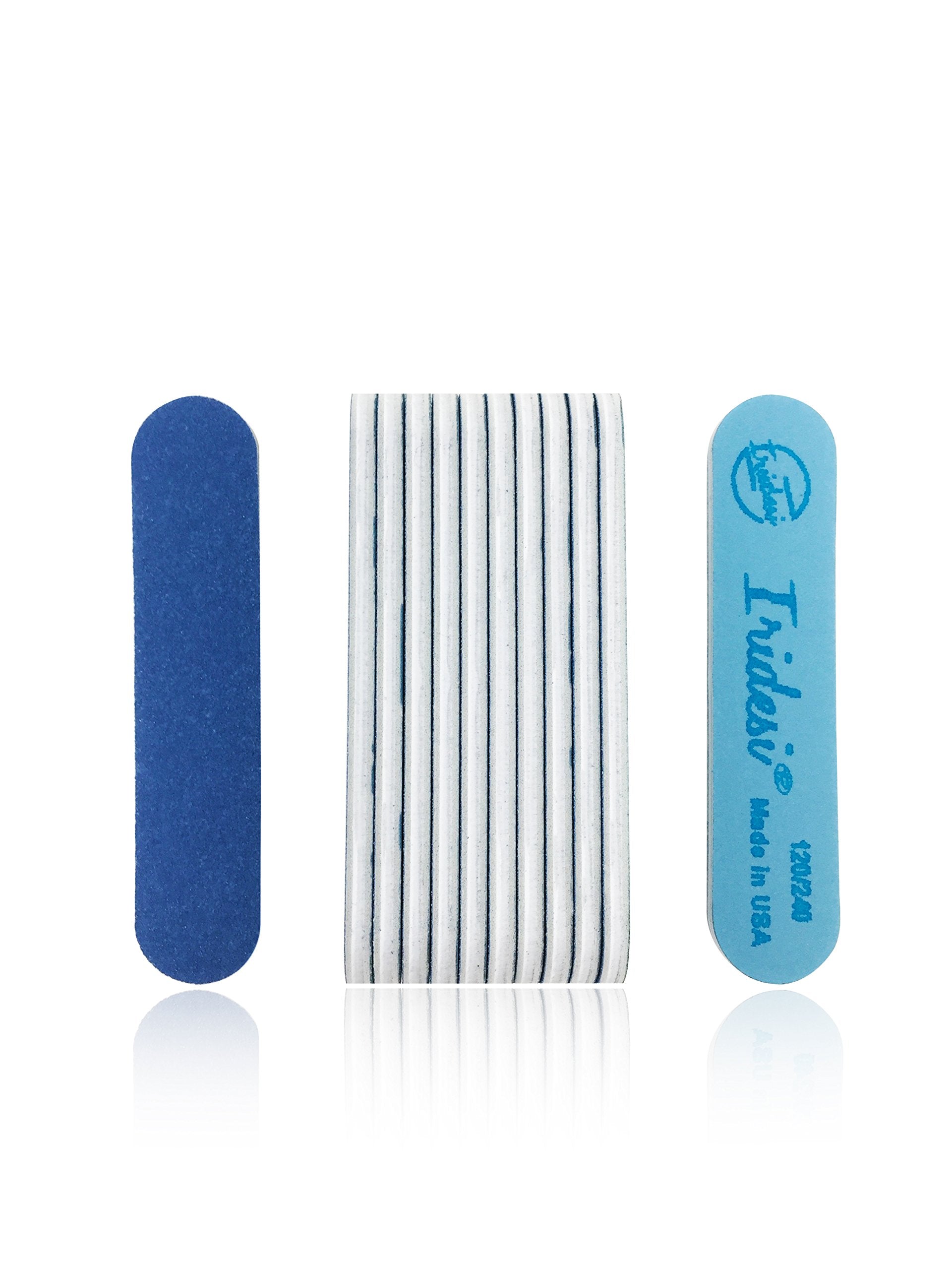 Iridesi mini blue nail files pack front for on-the-go manicures.