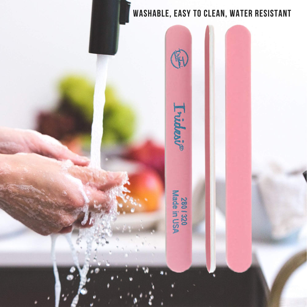 Iridesi nail files with acrylics and gels suitable for shaping.