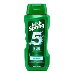 Irish Spring 5-in-1 use on hair and body showcases convenience.