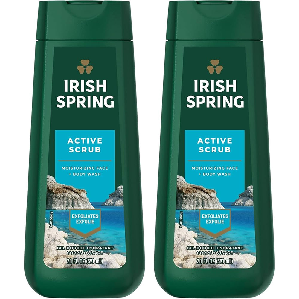 Irish Spring Active Scrub bottle front showing refreshing scent for daily wash