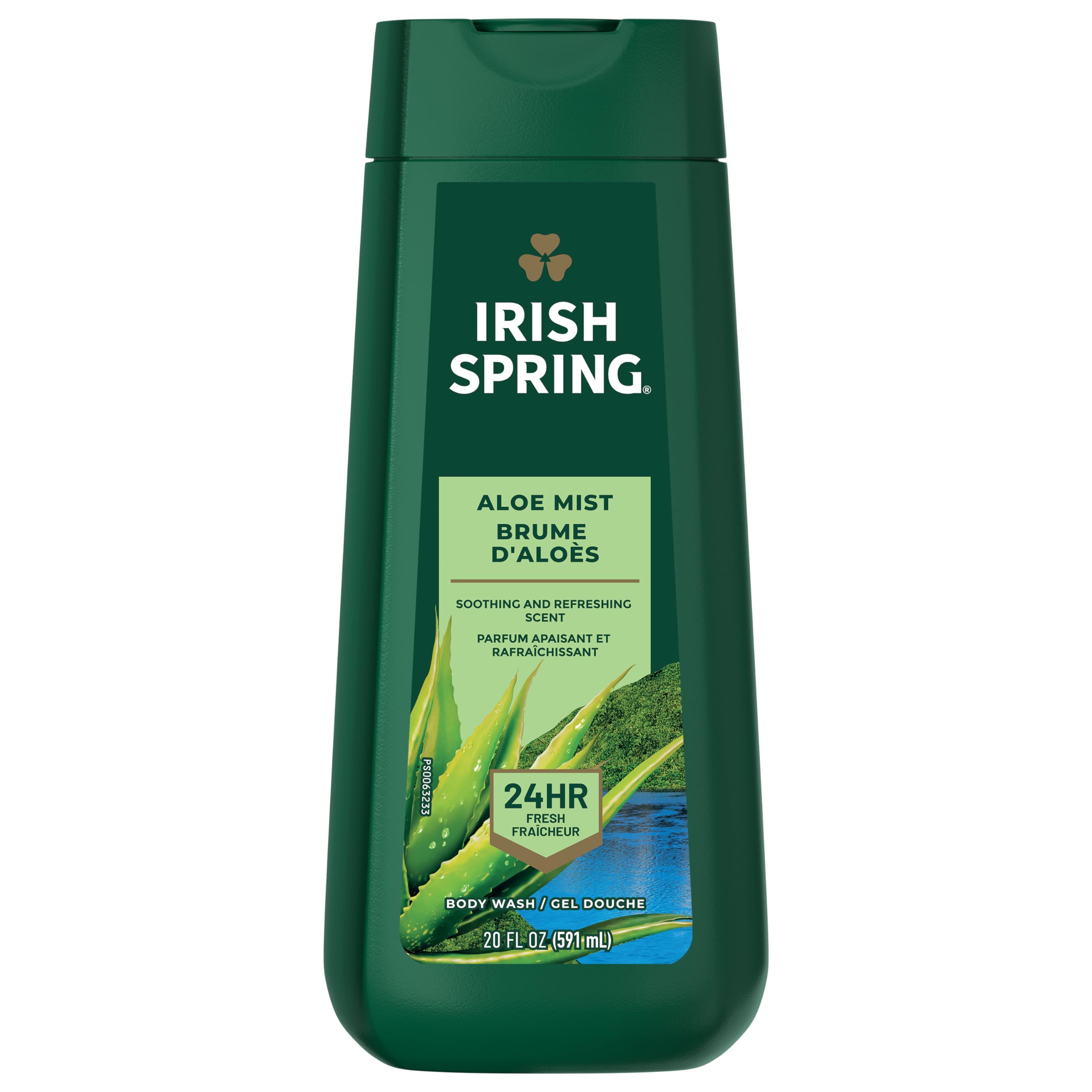 Irish Spring Aloe Mist body wash bottle ready for daily freshness.