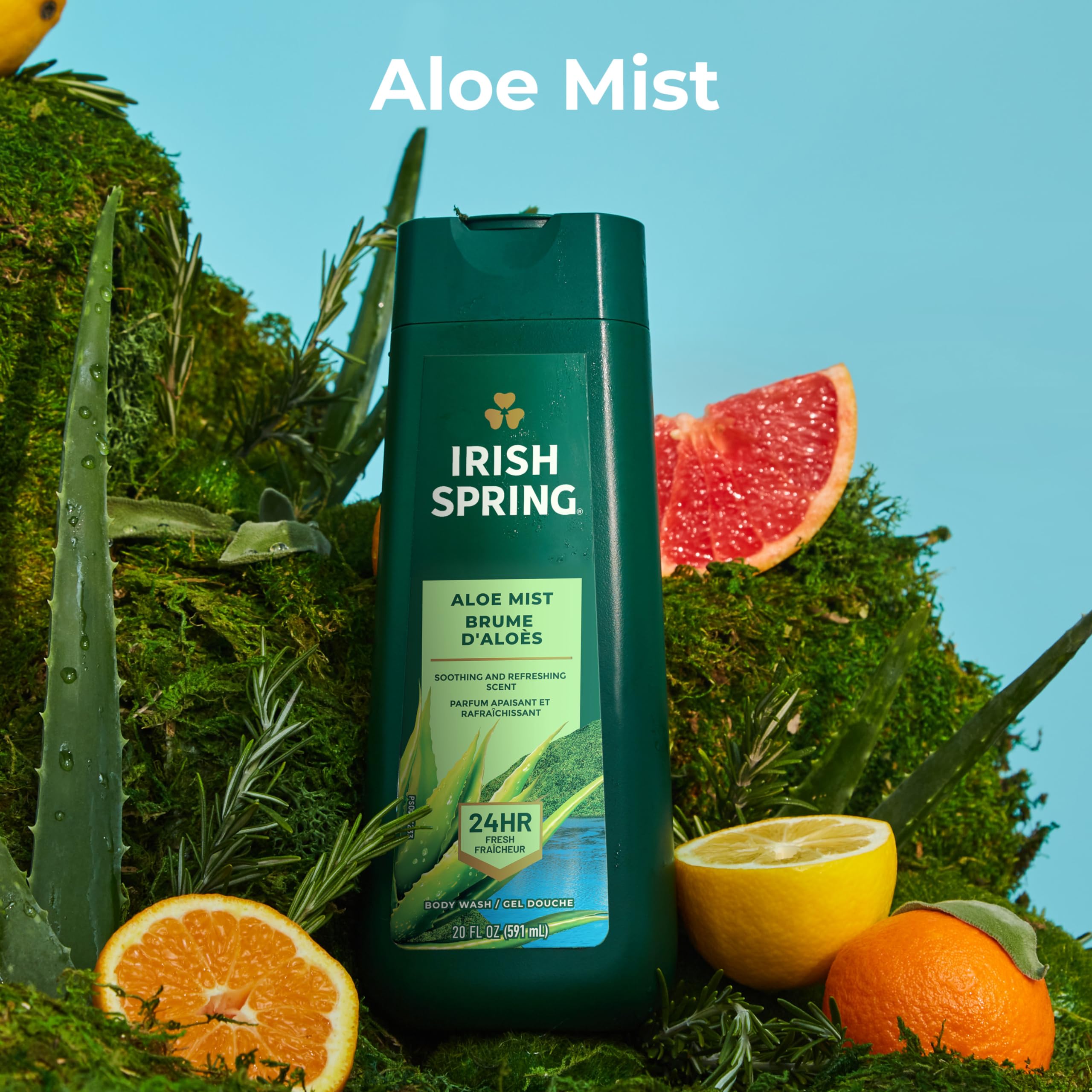 Irish Spring Aloe Mist body wash lather close-up for a rich clean.