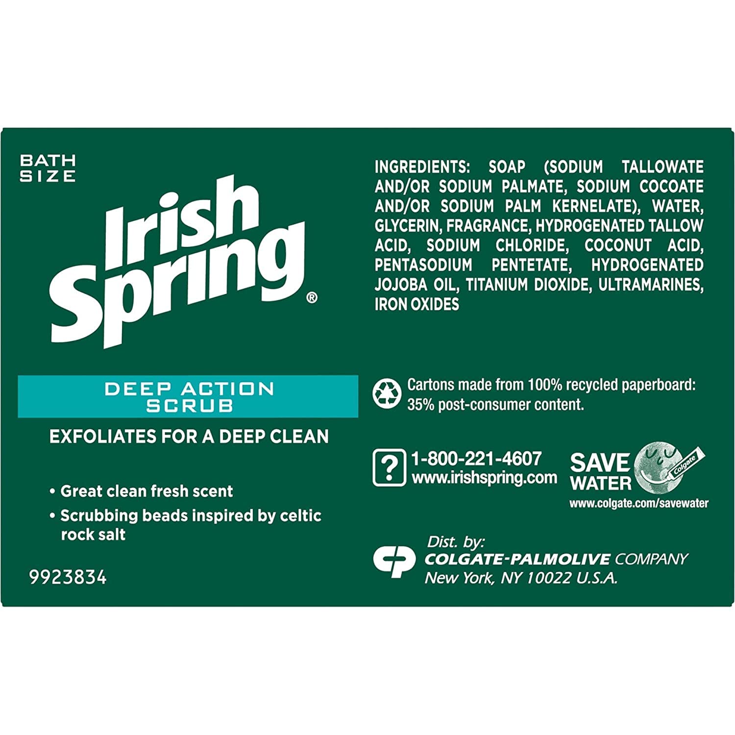 Irish Spring Deep Action Scrub Bar Soap exfoliating-particles zoomed-in suggests deeper cleansing.