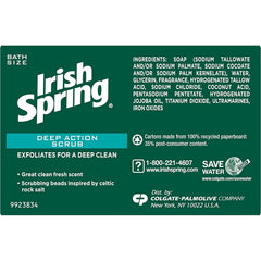 Irish Spring Deep Action Scrub Bar Soap exfoliating-particles zoomed-in suggests deeper cleansing.
