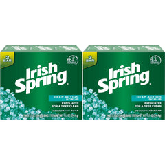 Irish Spring Deep Action Scrub bar soap exfoliation texture highlights skin renewal and smooth feel.