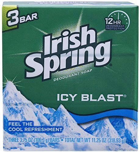 Irish Spring Icy Blast bar soap closeup with rich lather for a cool cleansing sensation