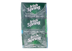 Irish Spring Moisture Blast bar soap lather closeup highlighting creamy foam.