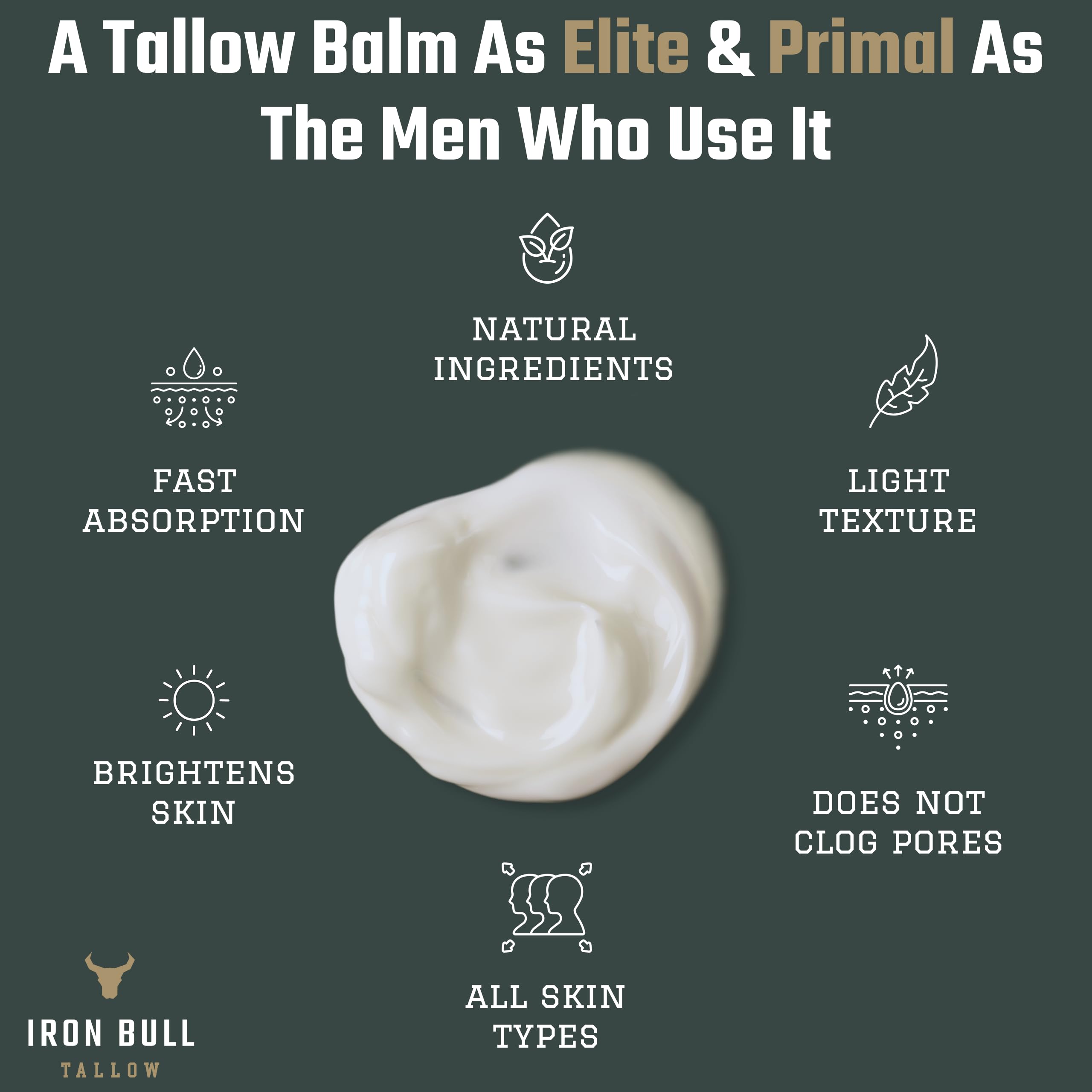 Beard-area application of Iron Bull Tallow cream for fuller, softer beard.