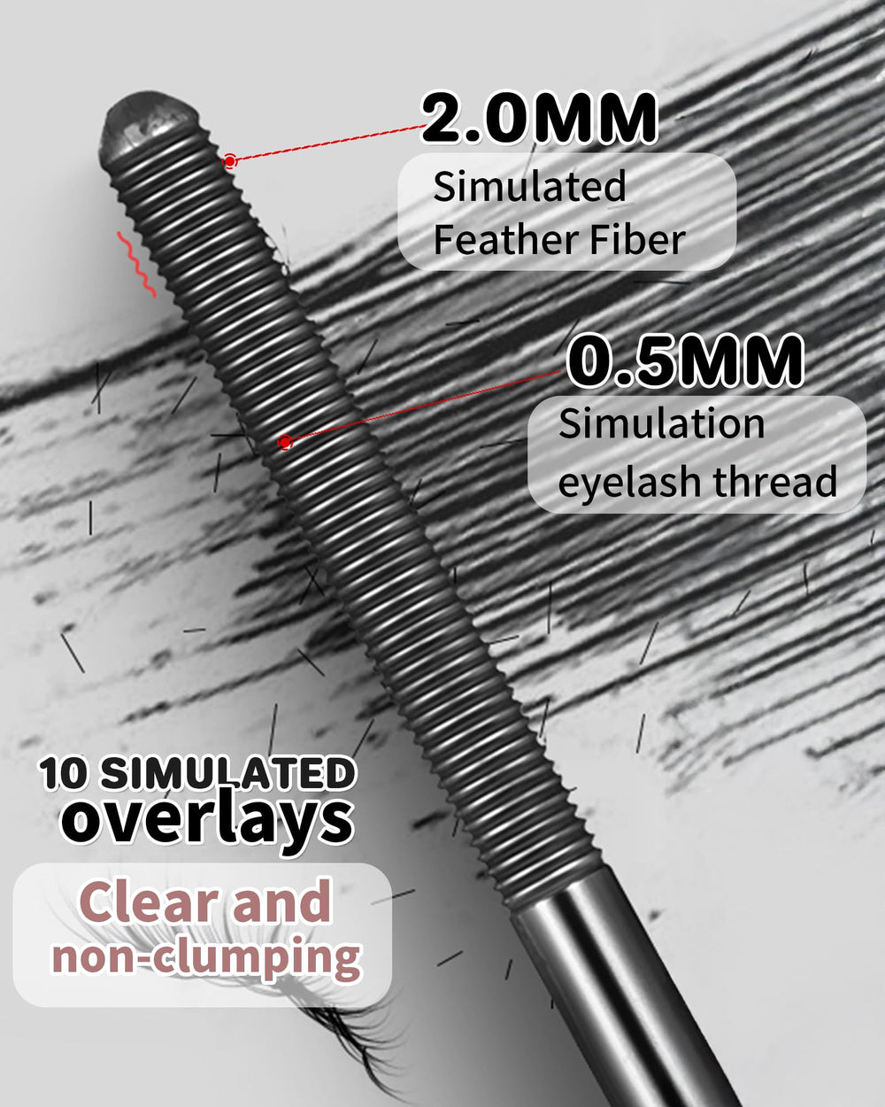 Iron Wand Mascara in use shows bold defined lashes.