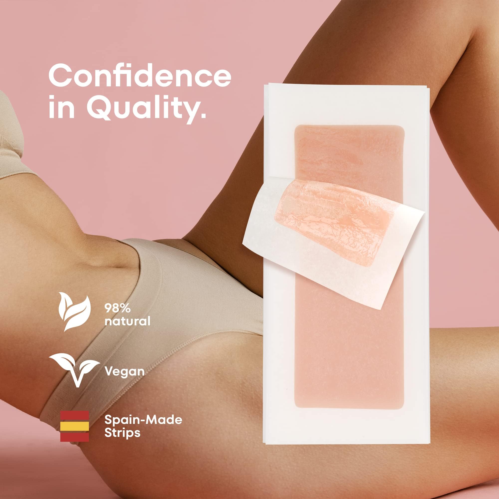 Irreshine wax strips used on bikini area for precise, comfortable removal
