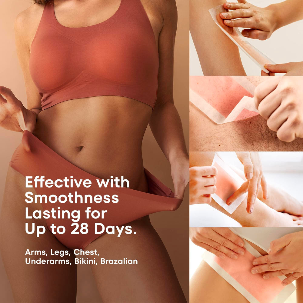Irreshine wax strips in hand demonstrate easy bikini-area waxing at home