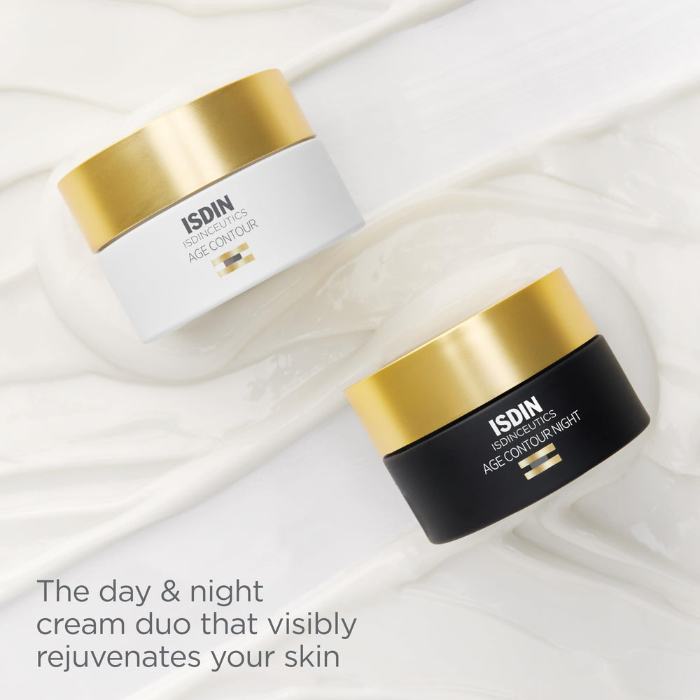 ISDIN Age Contour Cream packaging shot highlights clean jar and premium finish