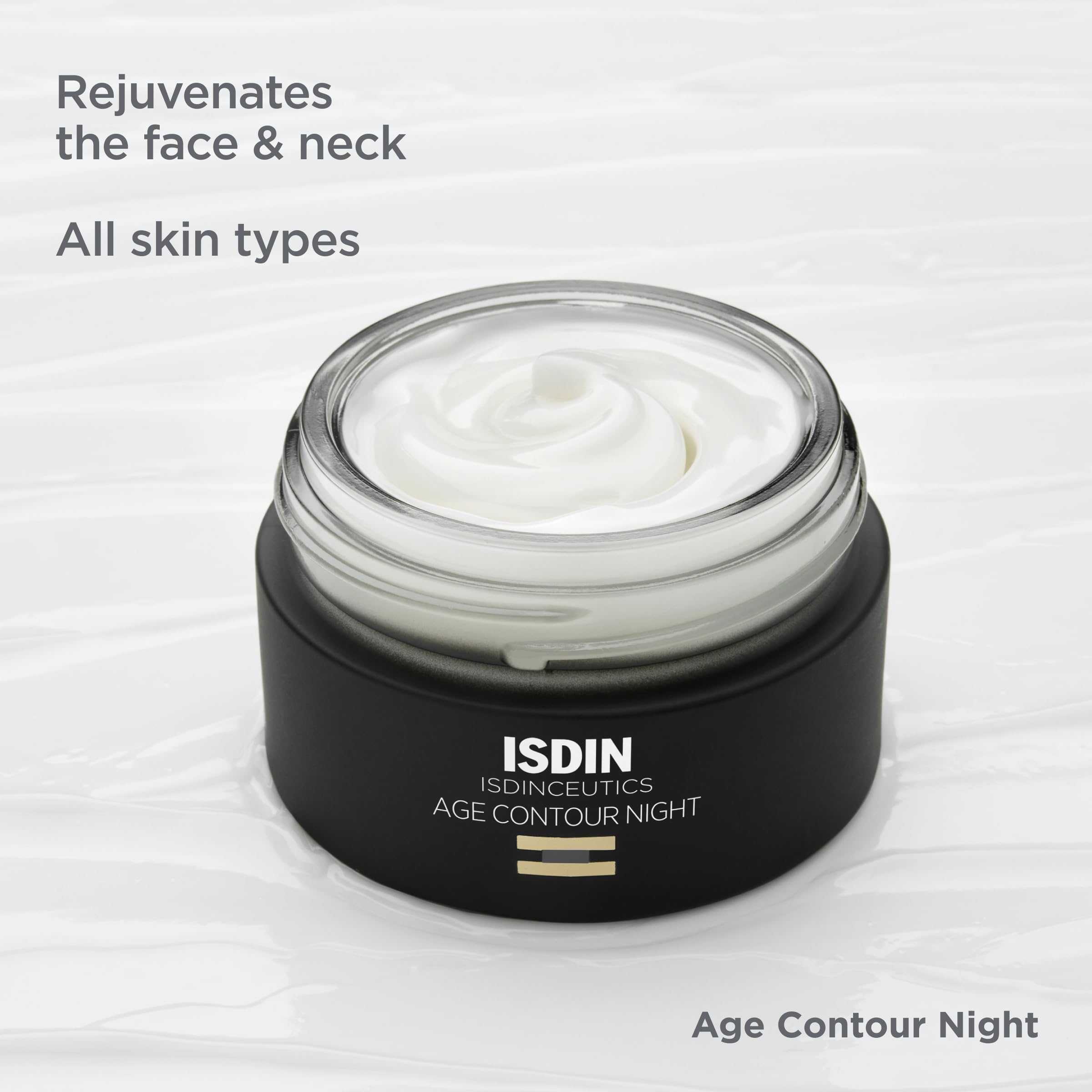 ISDIN Age Contour Night niacinamide tone image suggests even skin tone