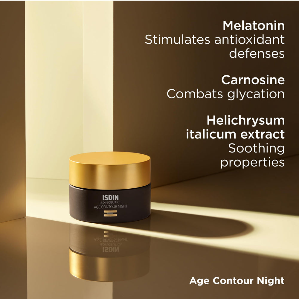 ISDIN Age Contour Night packaging shot emphasizes premium formulation