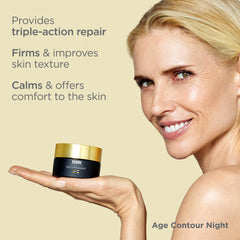 ISDIN Age Contour Night peptide complex visual conveys collagen-supporting benefits