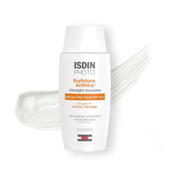 ISDIN Eryfotona Actinica bottle close-up showing ultralight mineral sunscreen for daily protection