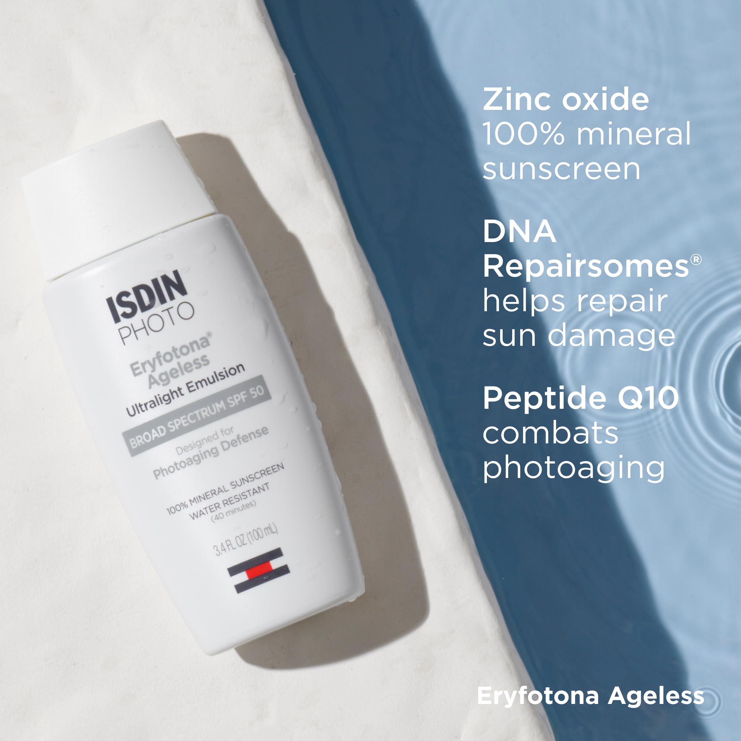 ISDIN water resistance icon indicates durable protection during activity.