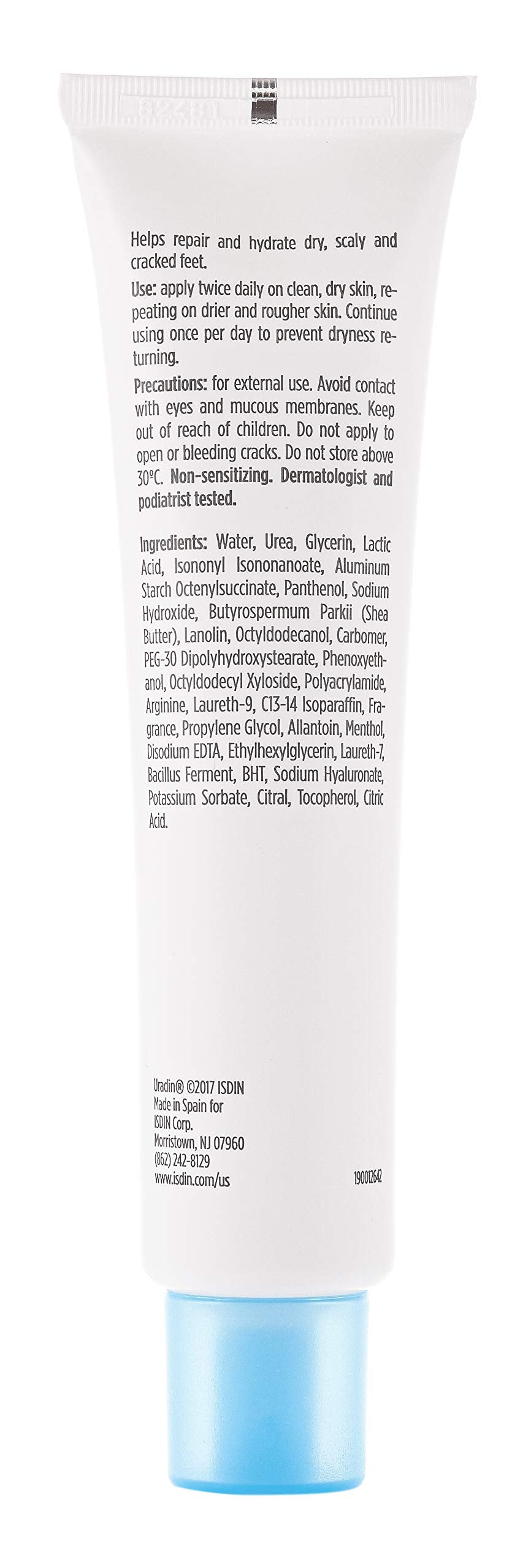 ISDIN Foot Care travel-size bottle beside compact bag for travel