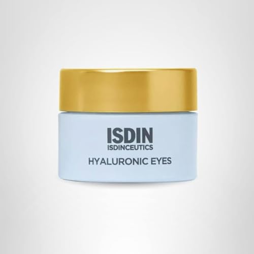 ISDIN Hyaluronic Eyes cooling gel packaging demonstrates travel-friendly design for on-the-go decongestion.