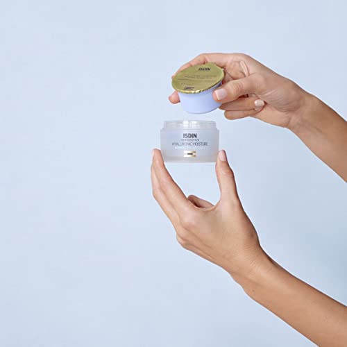 ISDIN Isdinceutics Eco-Refill cream texture swatch emphasizing hyaluronic moisturization