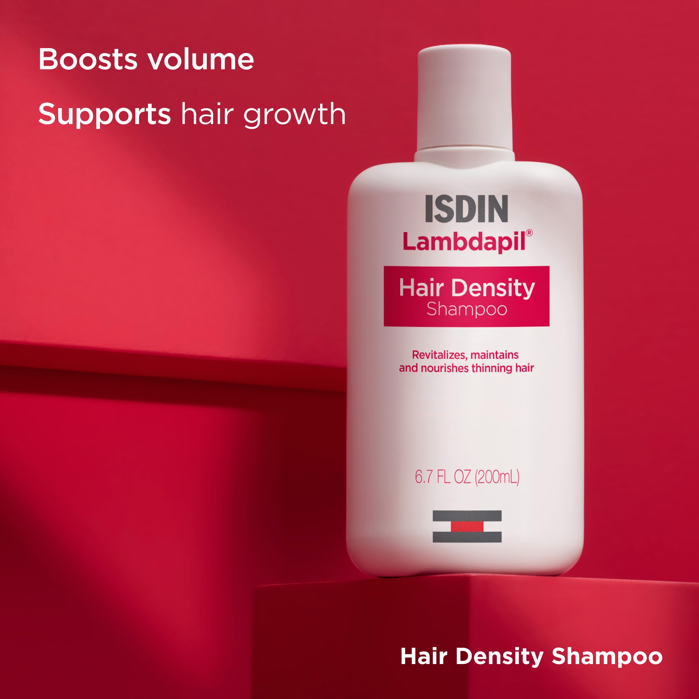 ISDIN Lambdapil closeup highlights zinc and biotin supporting hair vitality.
